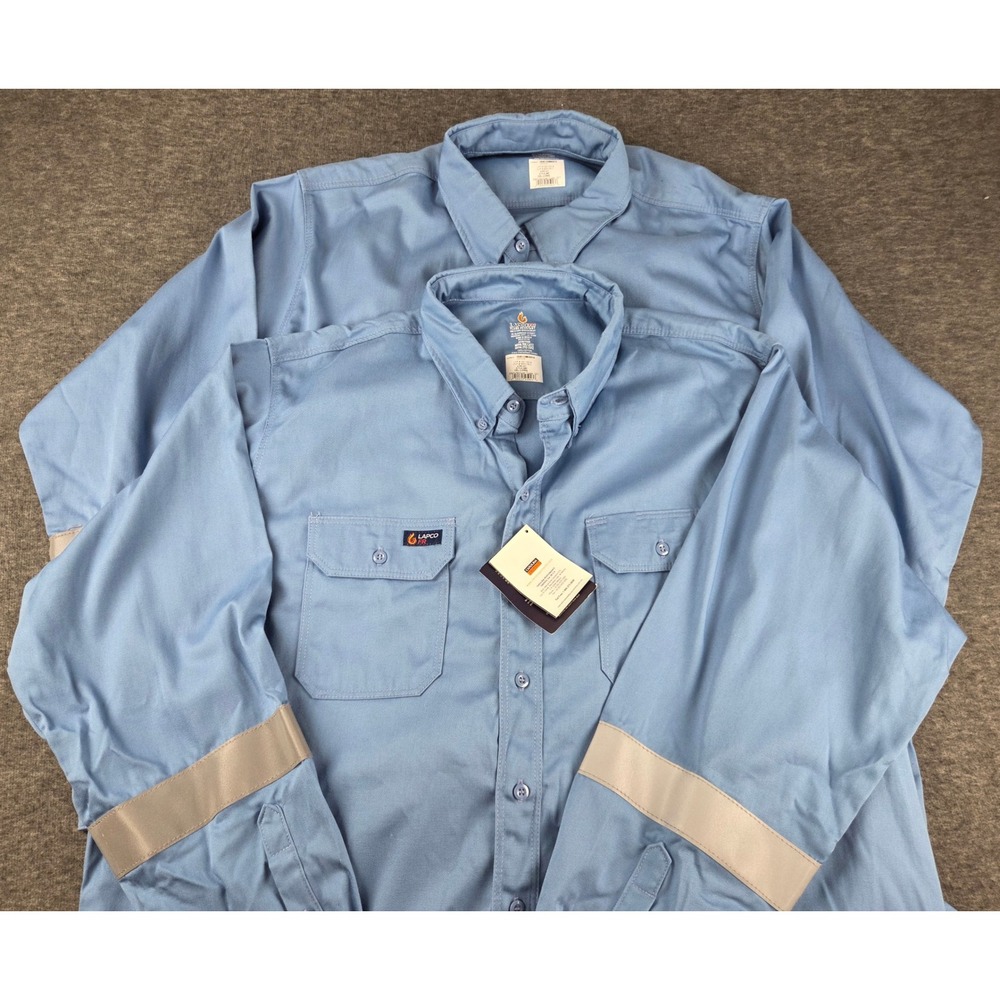 Lapco FR Shirt Mens 3XL-Long Blue Flame Resistant Work Shirt IMB7 NFPA 2112 2PK
